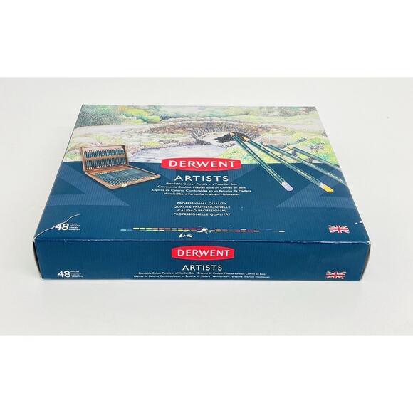Derwent 48 Blendable Color Pencils w/ Wooden Gift Box Professional Quality New - Picture 6 of 9